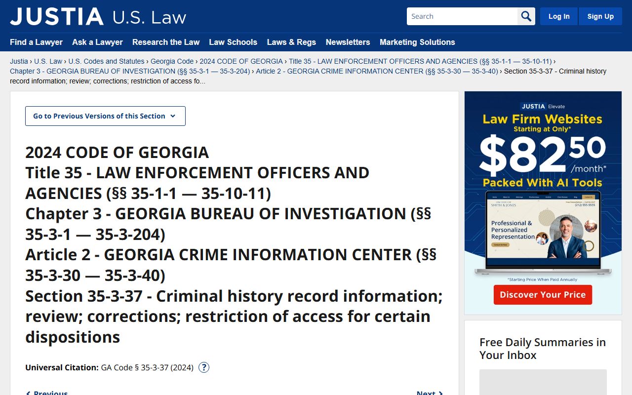 Peach County arrest records Georgia record restriction statute