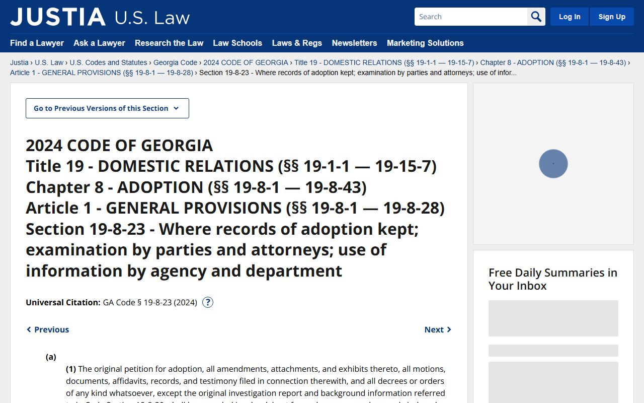 Peach County divorce records Georgia adoption confidentiality statute