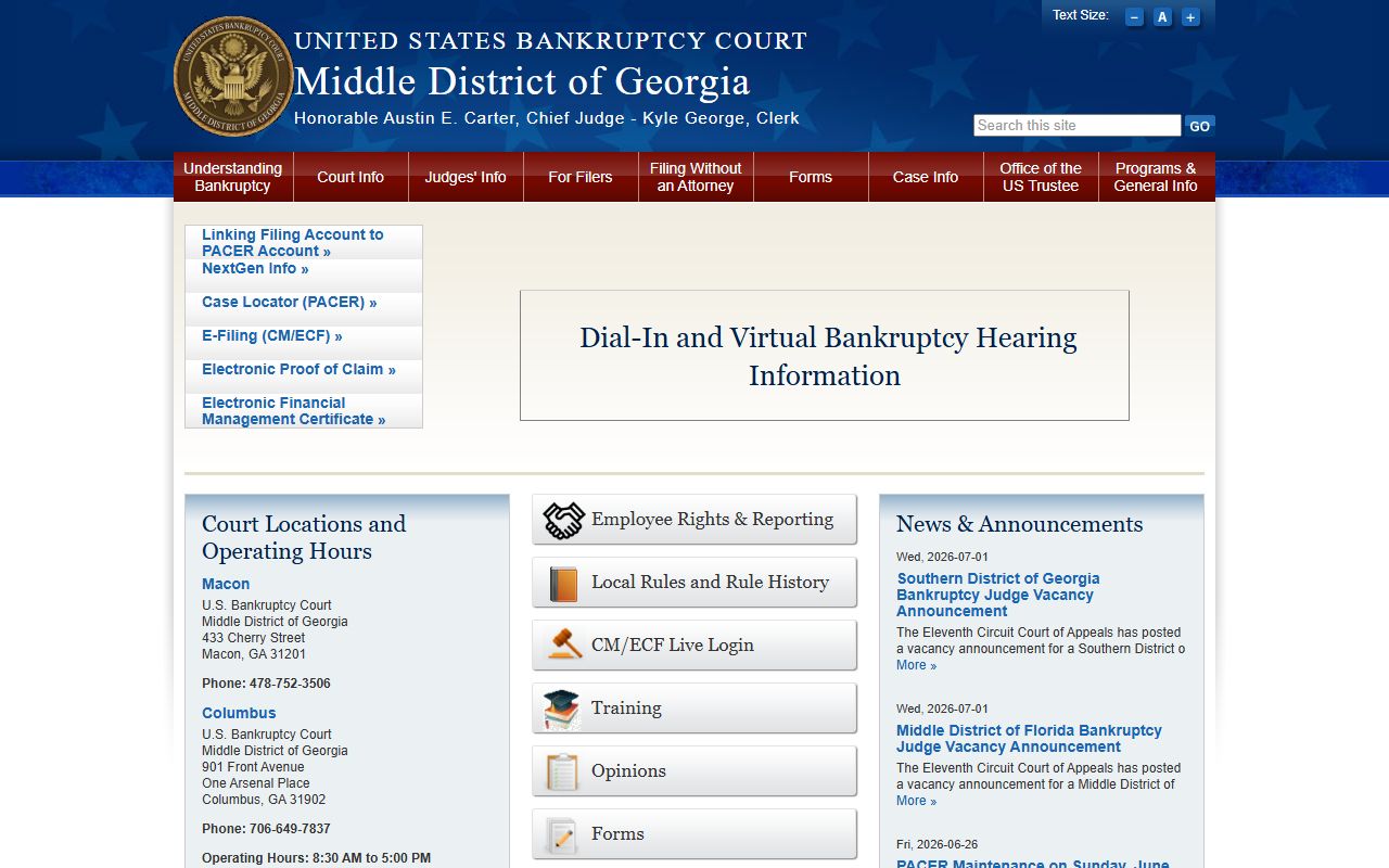 Peach County probate records Middle District of Georgia Bankruptcy Court