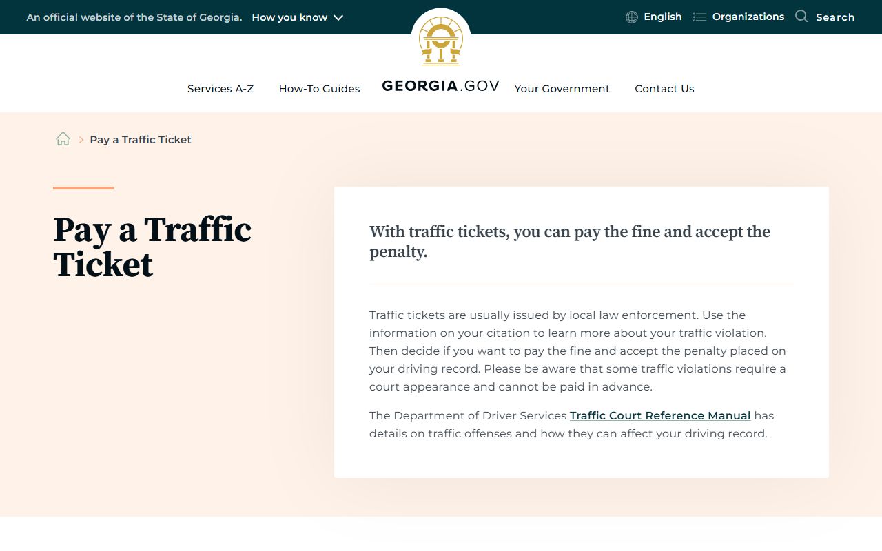 Peach County traffic court records Georgia traffic ticket payment guidance
