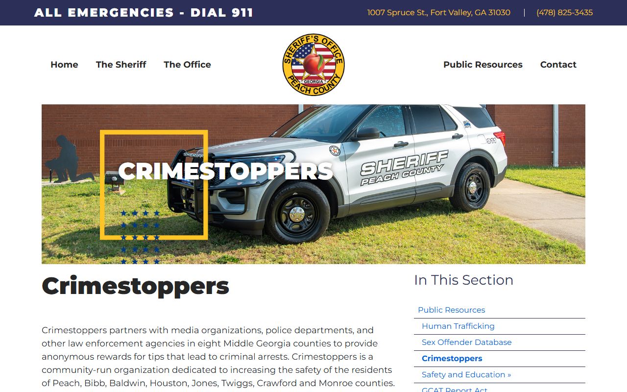 Peach County warrant records Crime Stoppers page